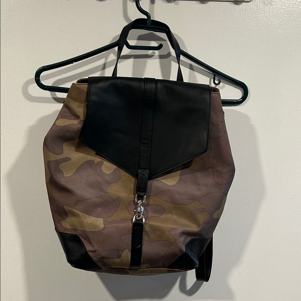 Stella & Dot Camouflage and With Faux Black Leather Details Women’s Backpack